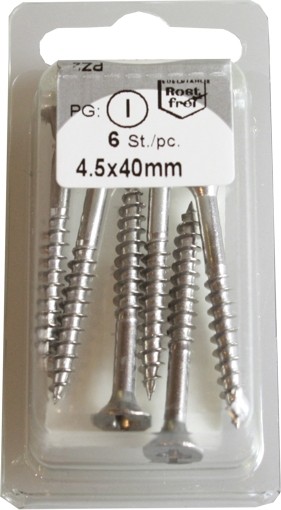 Conglomerado tornillos Pozidrive inoxidable 4, 5x40m m HP 6