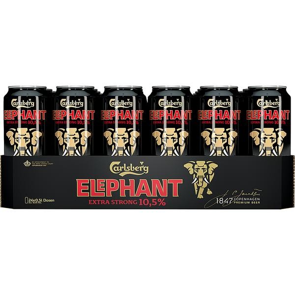 Latas de 24x 0,5L Cerveza Carlsberg Elephant Cerveza extra fuerte y fuerte 10.5% Vol EINWEG