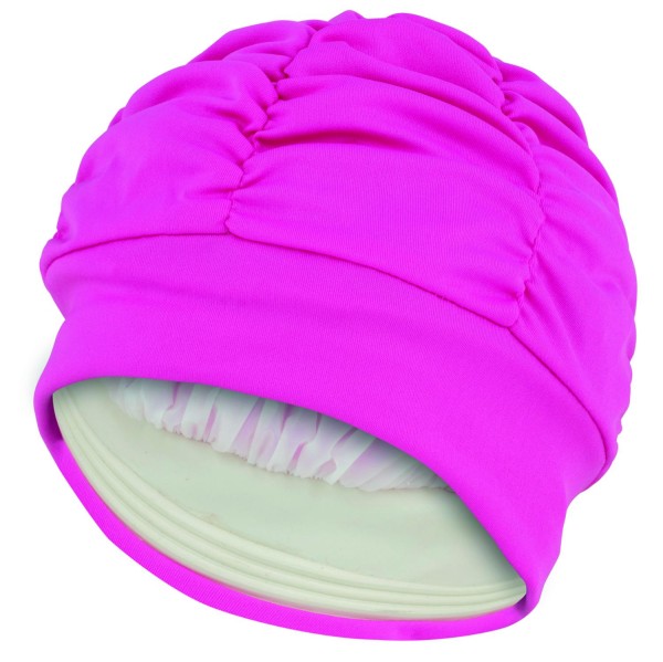 Fashy gorro de baño de tela rosa con capucha de film interior y precinto