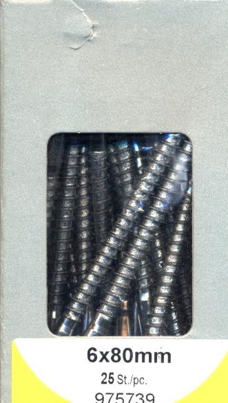 25 Piece 6x tornillos galvanizados de 80 mm