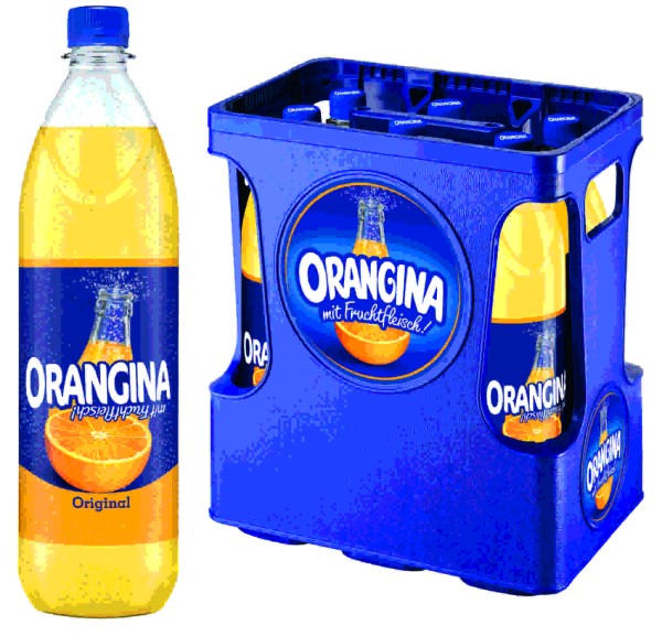 1 x 6 Orangina limonada amarilla 1 litro caja original incluida depósito retornable