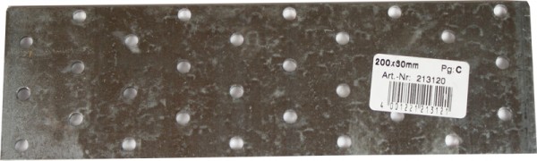 Placa galvanizada, 200 x 60 mm.