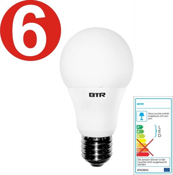 6x Mejor Iluminación - Bombillas LED - BT7925 - A60 9,5W E27 806lm