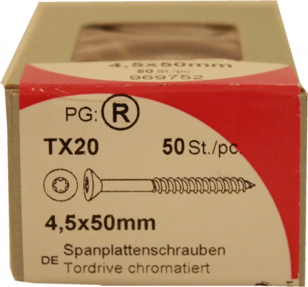 Tornillos del conglomerado puerta de acero cromado de unidad 4, 5 x 50 mm 50 KP
