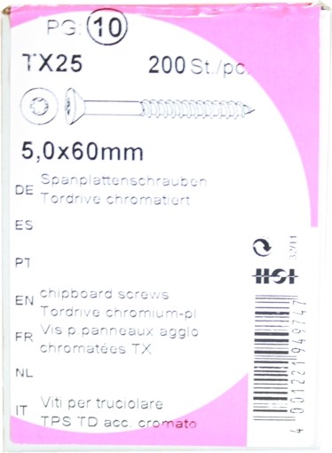 Tornillos del conglomerado puerta unidad cromado 5, 0 x 60 mm 200 KP