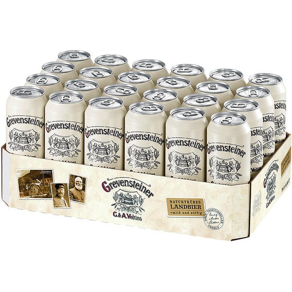 Latas de 24x0.5L de Grevensteiner Original Country Beer, naturalmente turbia 5.2% Vol_ depósito unidireccional