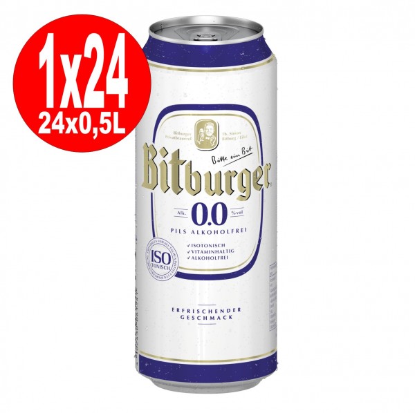 Latas 24x0,5L Bitburger Pilsener 0.0 SIN ALCOHOL DE UNA MANERA