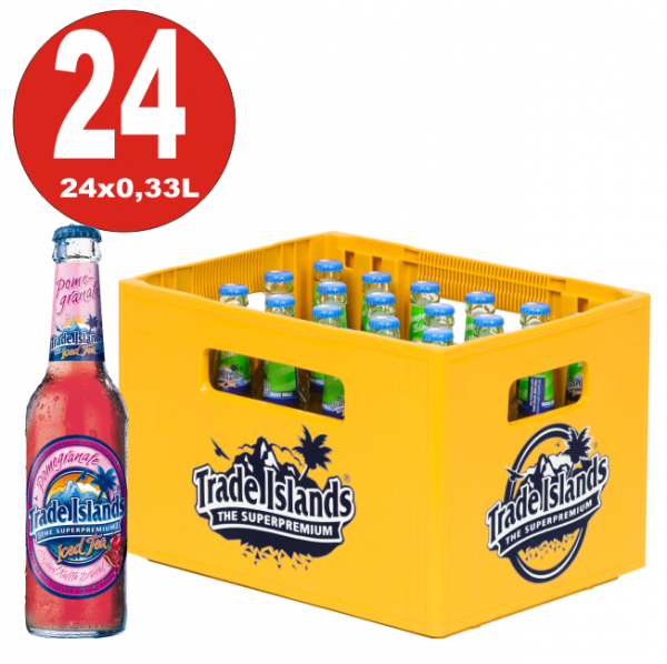 24 x Trade Islands Lemon Lime Premium Ice Tea 0.33L botella de vidrio en su caja original MULTIWAY