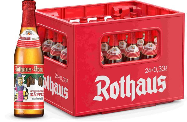 24 x Rothaus Schwarzwaldzäpfle naturalmente turbio 0,33 L - 5,1% vol. Caja original REUTILIZABLE