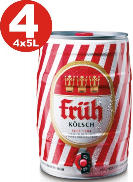 4 x Frueh Koelsch 5 L Party Barrel 4.8% vol.