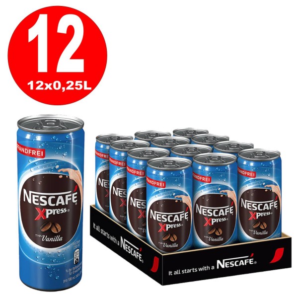 12 x Nescafe Xpress Vanilla 0,25L Dose ohne Pfand