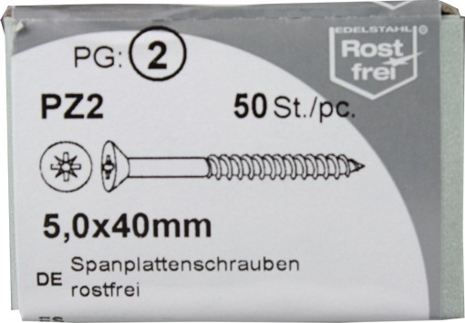 Tornillos del conglomerado Pozidrive inoxidable 5, 0 x 40 mm 50 KP