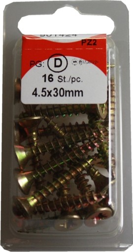 Conglomerado tornillos Pozidrive cromado 4, 5X30m HP 16