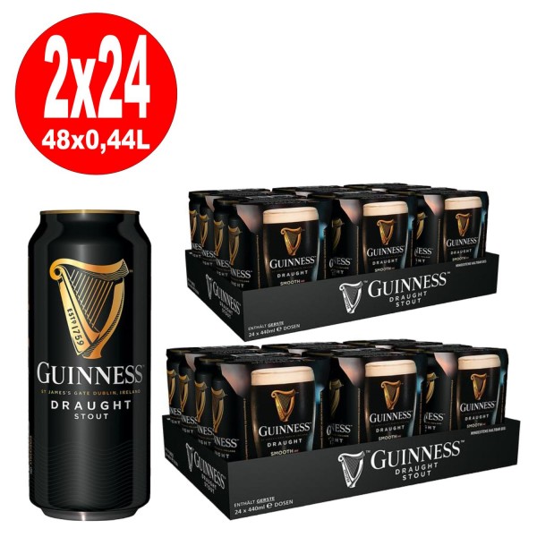 2 x Guinness Draft Can 24x440 ml = 48 latas 4.2% vol.alc.