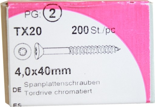 Tornillos del conglomerado puerta unidad cromado 4, 0 x 40 mm 200 KP