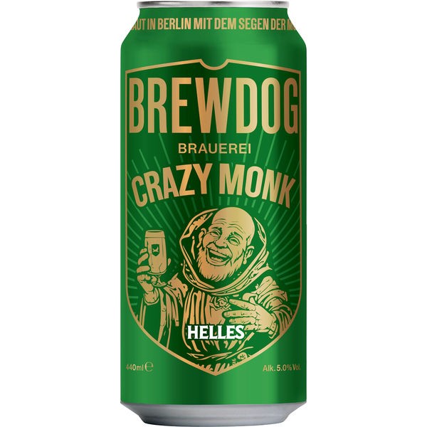 12x latas de 0,5L de Brewdog Dominican Crazy Monk Helles 5% Vol DESECHABLE