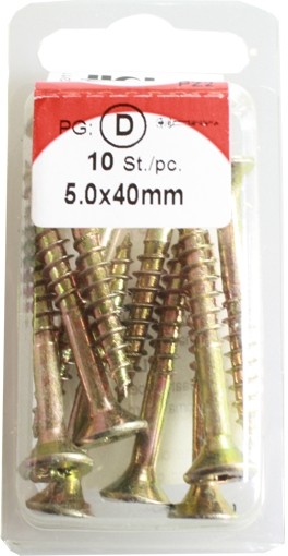 Tornillos del conglomerado Pozidrive cromado 5, 0 x 40 mm 10 HP