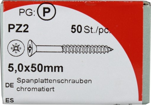 Tornillos del conglomerado Pozidrive cromado 5, 0 x 50 mm 50 KP