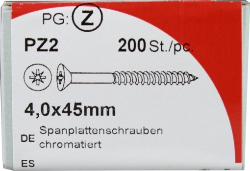 Conglomerado tornillos Pozidrive chromated KP 0x45mm 4, 200