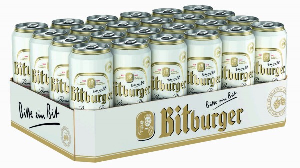Bitburger Pilsener 24x0,5L latas 4.8% vol. Reduced latas abolladas