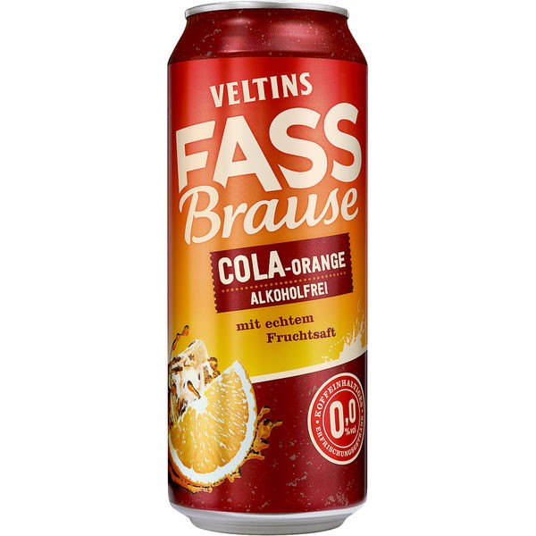 24 x Veltins Fassbrause Cola-Naranja SIN ALCOHOL bote de 0,5 L depósito desechable