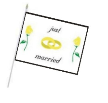 Bandera de madera decorativa recién casados