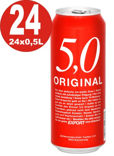 Latas de 24x0.5L 5.0 Exportación original 5.2% Vol cerveza enlatada disponible