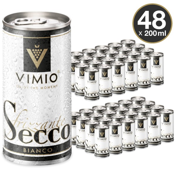 48 x Vimio Frizzante Secco bianco 10.5% vol 200 ml lata