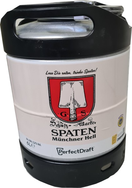 4 x Spaten Münchner Hell Perfect Draft reutilizable barril 6 litros 5,2% vol. Depósito reutilizable