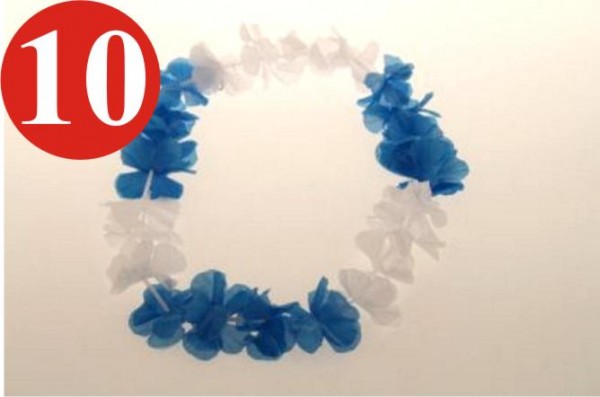 10 x Cadena de Hawaii.. .blau blanco