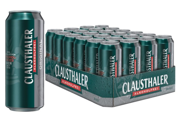 24 latas de 0.5L de cerveza original Clausthaler SIN ALCOHOL - UNA MANERA