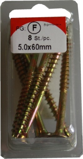 Tornillos del conglomerado Pozidrive cromado 5, 0 x 60 mm 8 HP