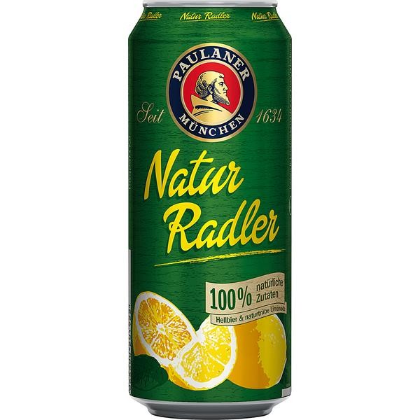 24 latas de 0,5L de Paulaner Natur-Radler 2,5% vol. Depósito de ida BBD: 04/22 REDUCIDO