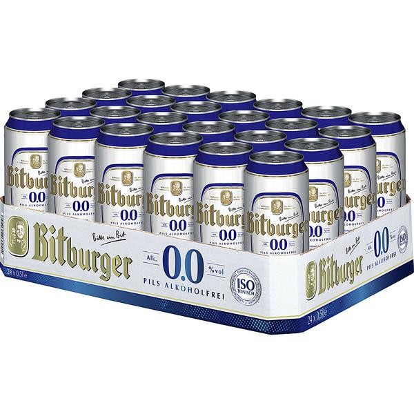 Latas 24x0,5L Bitburger Pilsener 0.0 SIN ALCOHOL DE UNA MANERA