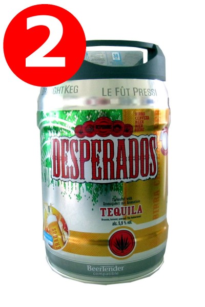 Desperados Bier mit Tequila Partyfass 5 Liter Fass inkl. Zapfhahn 5,9% vol.