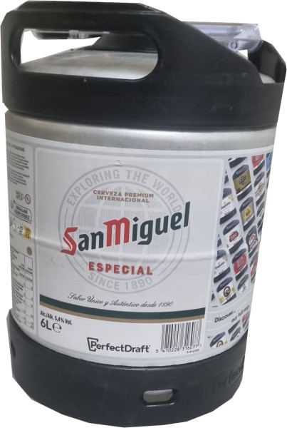 San Miguel Especial Perfect Draft Barril 6 litros 5,4%vol. Depósito reutilizable