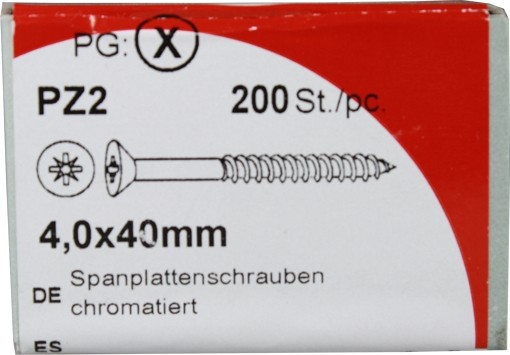Conglomerado tornillos Pozidrive chromated KP 0x40mm 4, 200