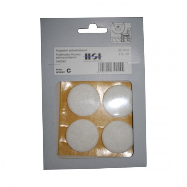 Deslizadores de fieltro autoadhesivo blanco 35 mm