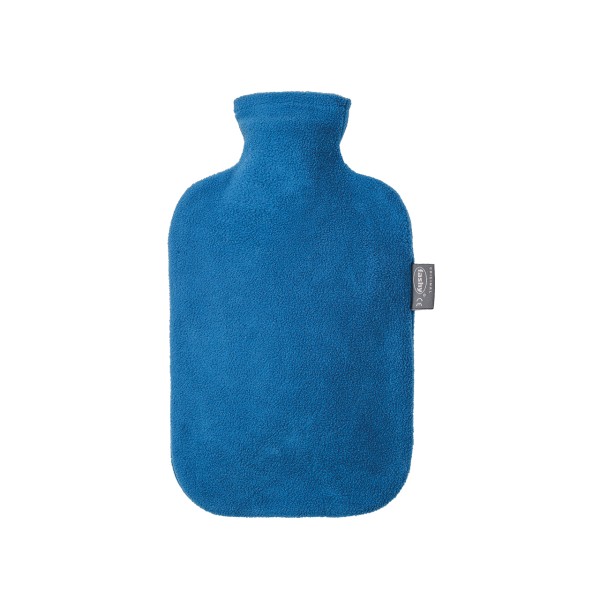 fashy 6715_54 bolsa de agua caliente con forro polar, azul - 2 litros