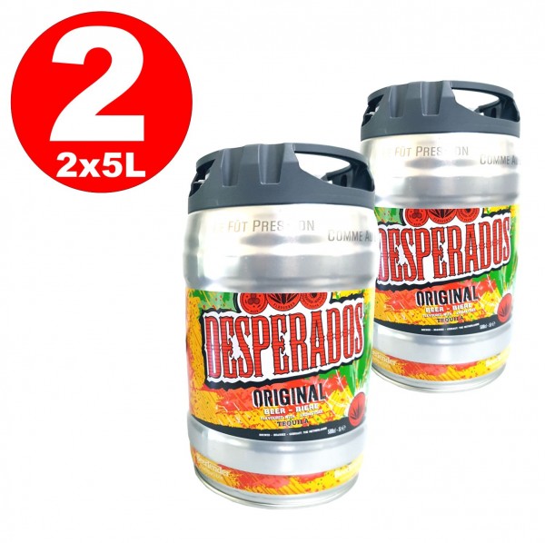 2 x Desperados cerveza con tequila en 5 litros barril incl. Espita