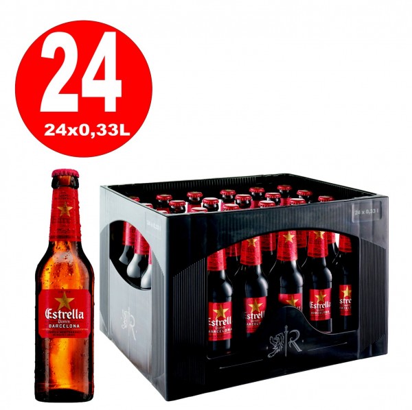 24 x Estrella presa lager española 5,4% vol. 0,33l botella de cartón MULTIWAY