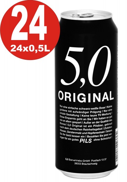 24x0.5L latas 5.0 Original Pilsner 5% Vol cerveza en lata_depósito desechable