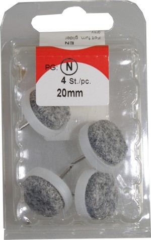 Almohadillas de fieltro blanco/gris 20 mm