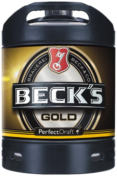 4x Becks gold Oro Perfect Draft 6 litro barril 4,9%