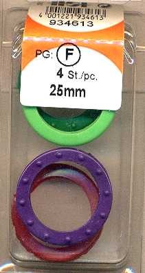 4 piezas anillos identificativos de colores alrededor de plástico de 25 mm