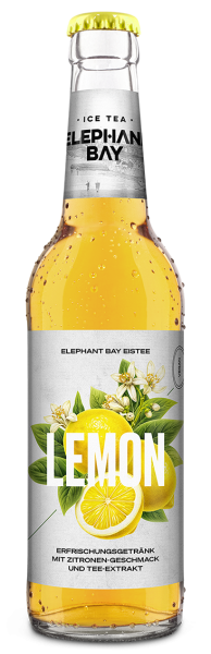 Botella de vidrio de 20 x 0,33 L Elephant Bay Ice Tea Lemon Iced Tea en caja original con depósito reutilizable