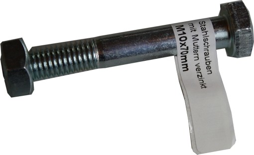 Tornillos hexagonales con tuercas M10x 70 mm
