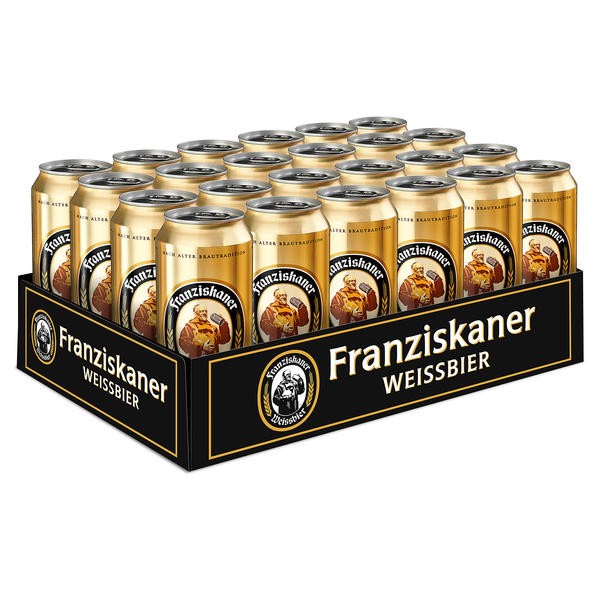 Latas de 24x 0,5 L Franziskaner Hefe Weissbier Hell Naturtrüb 5 Vol. - UNA VÍA