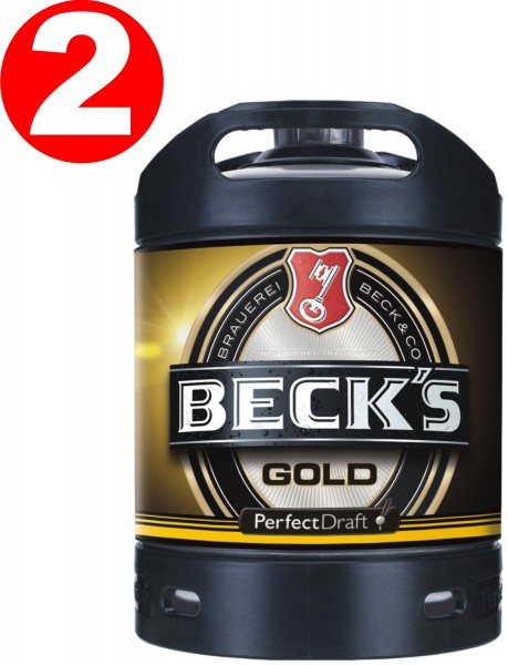 2 x Becks gold Oro Perfect Draft 6 litros barril 4,9% vol.
