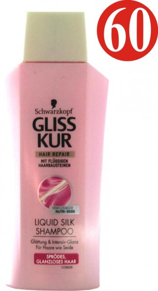 60x Gliss Kur Liquid Silk Shampoo 50ml